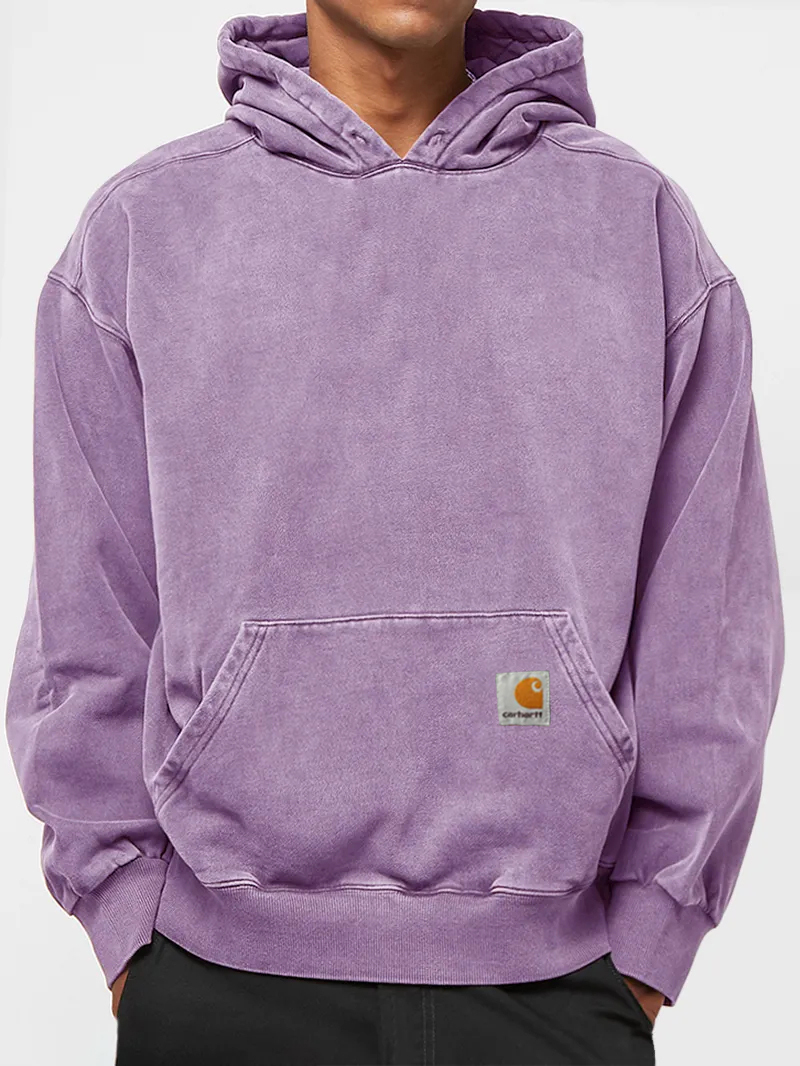 Men's 100% Cotton Washed Vintage Casual Hoodie