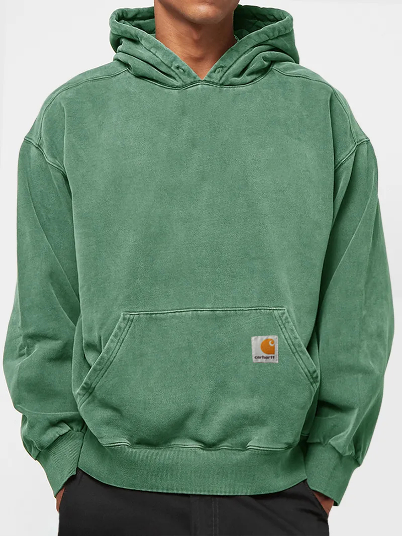 Men's 100% Cotton Washed Vintage Casual Hoodie