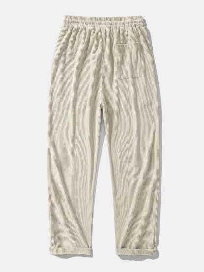 Relax Fit Long Sleeve 2 In 1 Waffle T-Shirt & Straight Leg Corduroy Pants