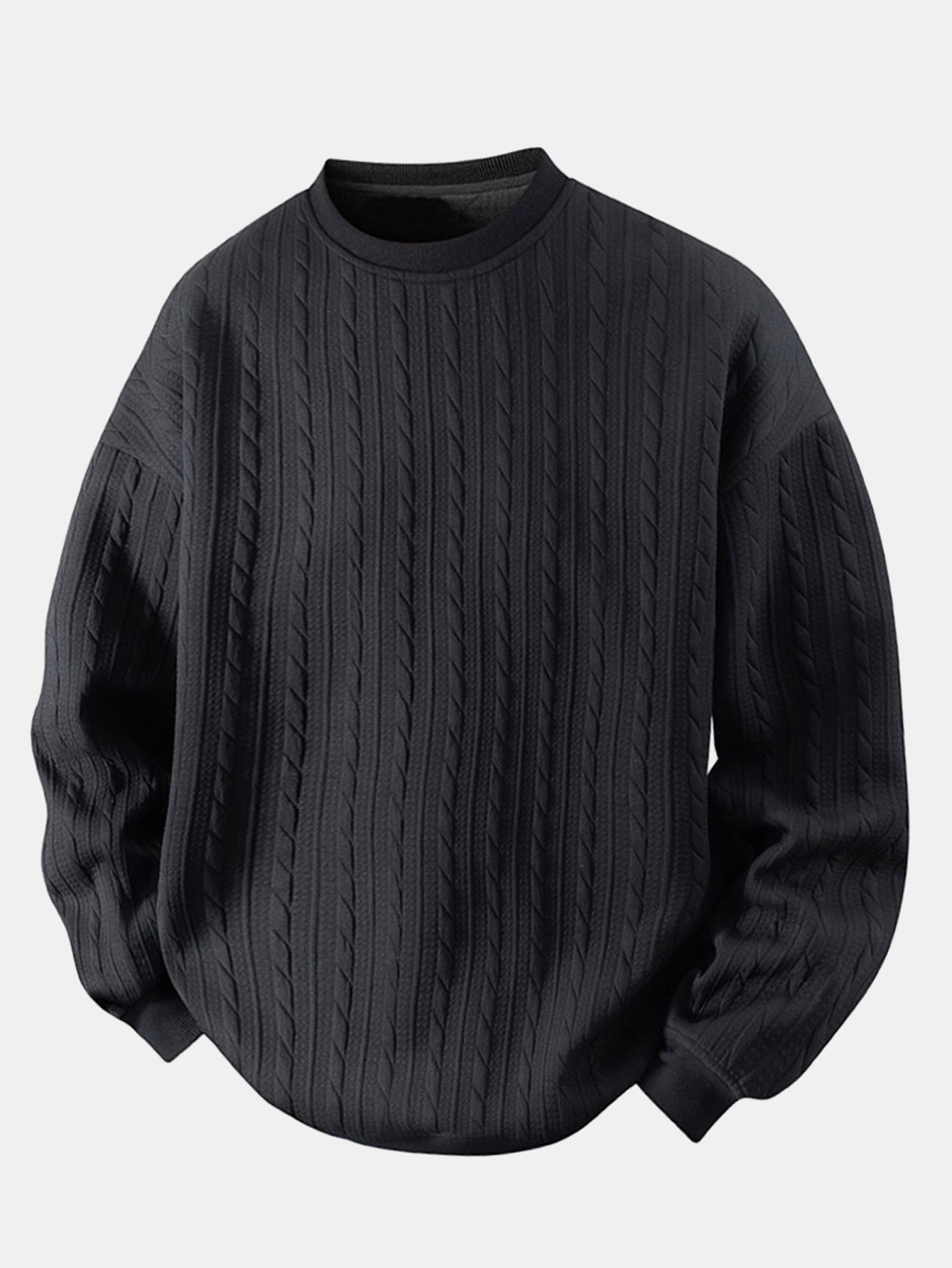 Relax Fit Twist Jacquard Crew Neck Sweatshirt & Twisted Jacquard Straight Leg Pants