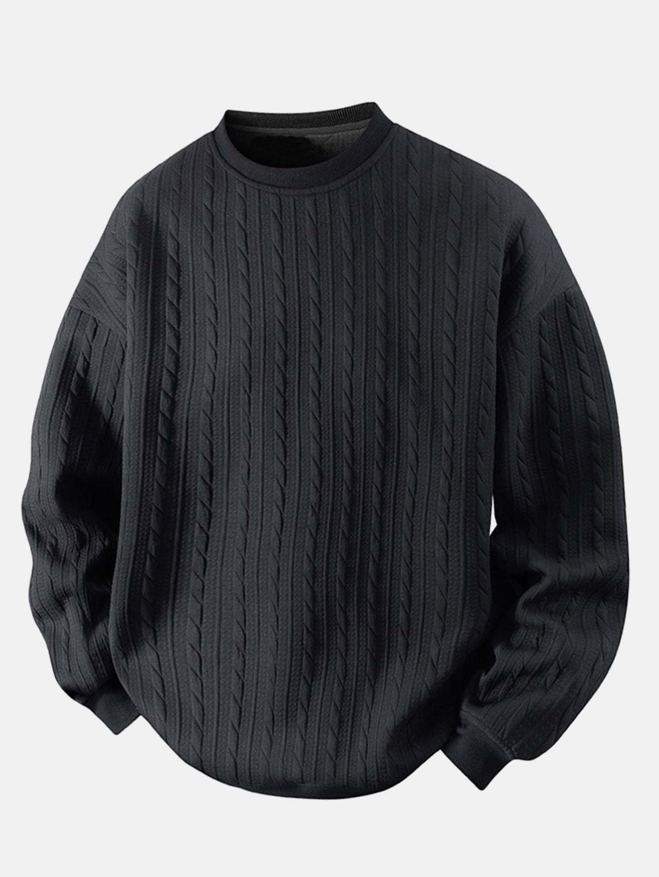 Relax Fit Twist Jacquard Crew Neck Sweatshirt & Twisted Jacquard Straight Leg Pants