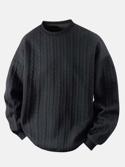 Relax Fit Twist Jacquard Crew Neck Sweatshirt & Twisted Jacquard Straight Leg Pants