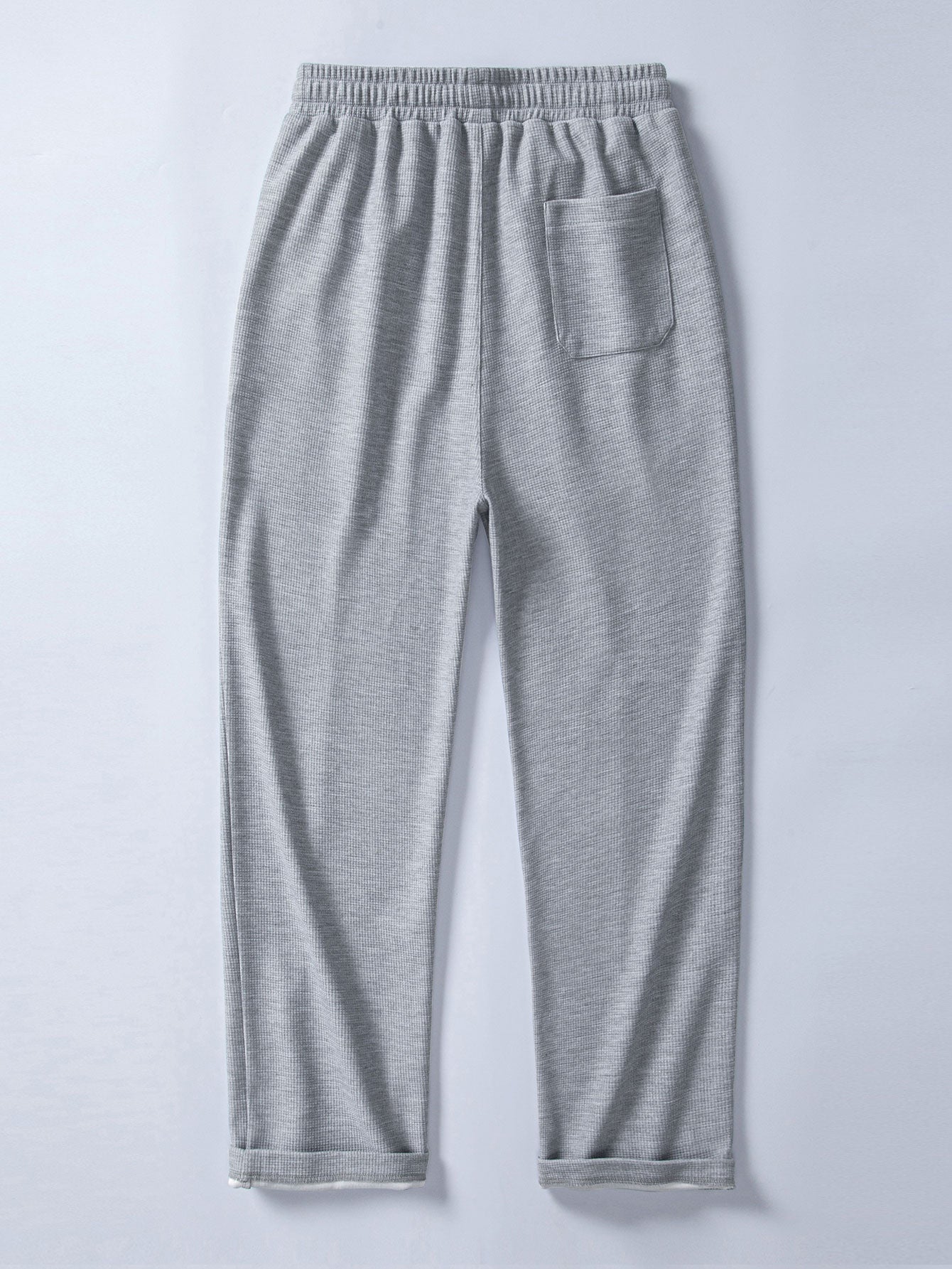 Relax Fit 2 In 1 Notched Collar Waffle T-Shirt & Waffle Pleated Pintuck Straight Leg Pants