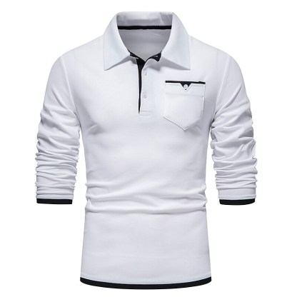 Men's Golf Shirt non-printing Color Block Button Down Collar