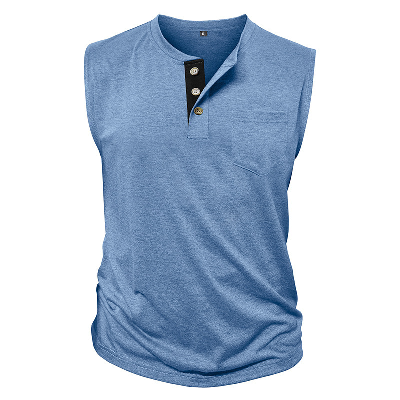 Men's Henley Sleeveless Workout Tank Top