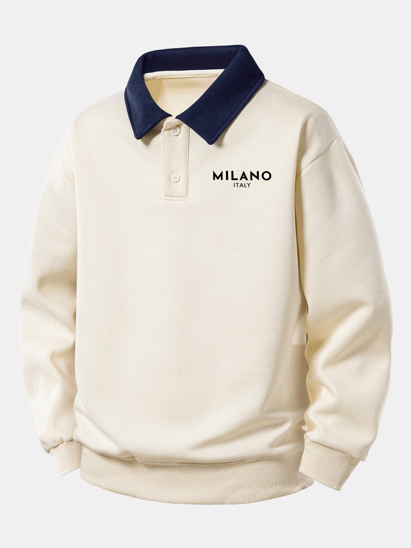 Relax Fit Milano Print Contrast Polo Sweatshirt & Straight Leg Pleated Pintuck Sweatpants