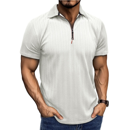Men's Textured Zip Polo Shirt