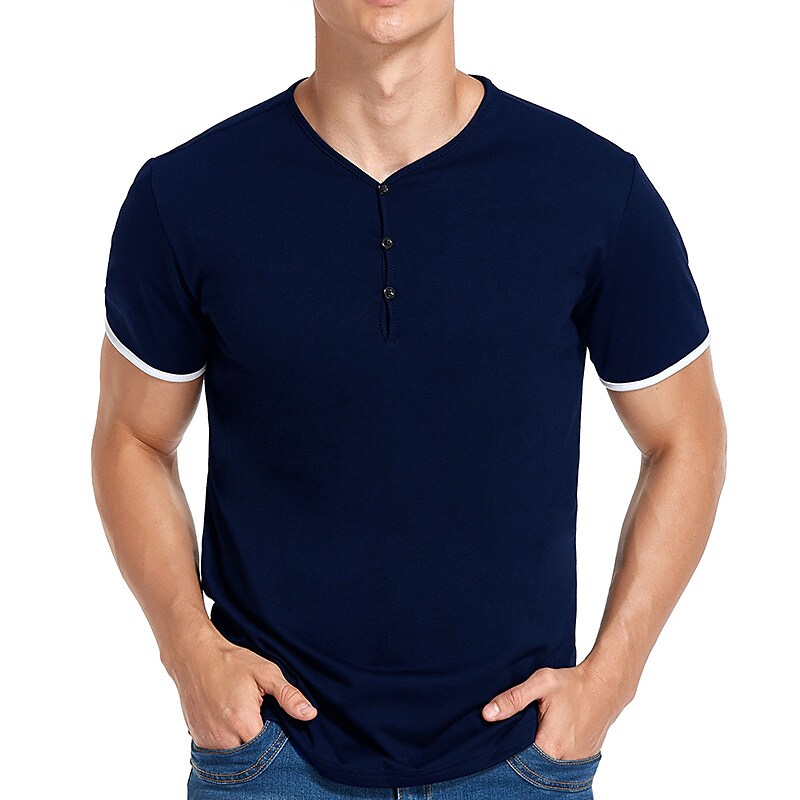 Men's Henley Shirt T shirt Solid Color