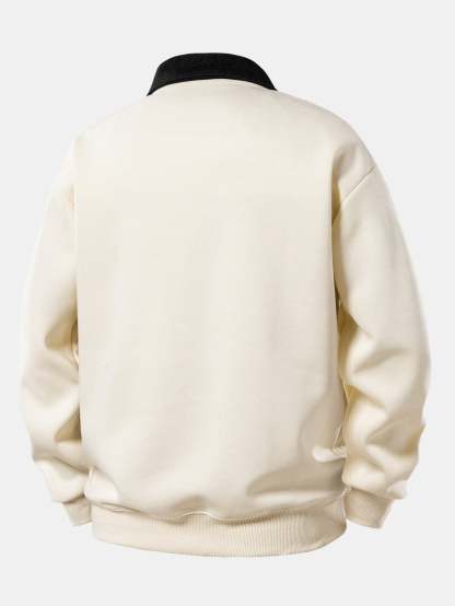 Relax Fit Contrast Polo Sweatshirt & Straight Leg Pleated Pintuck Sweatpants