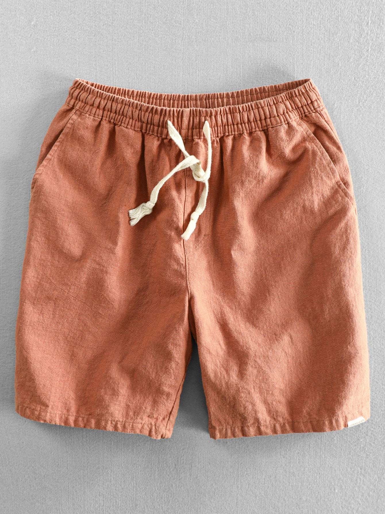 Linen Cotton Blend Drawstring Shorts