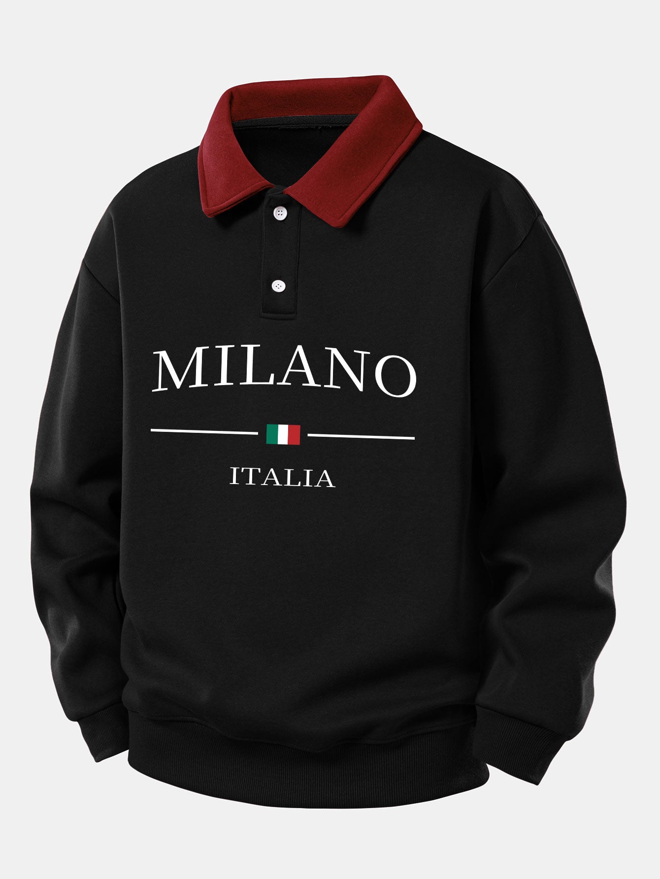 Relax Fit Milano Print Contrast Polo Sweatshirt