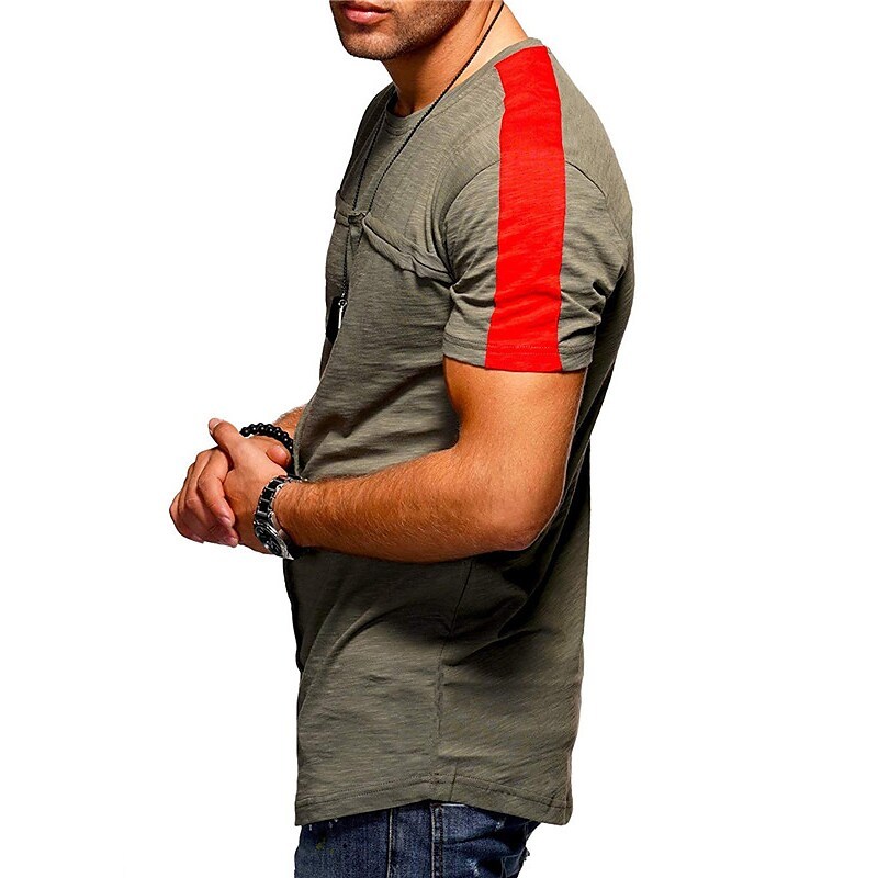 Men's T shirt Color Block Crew Neck