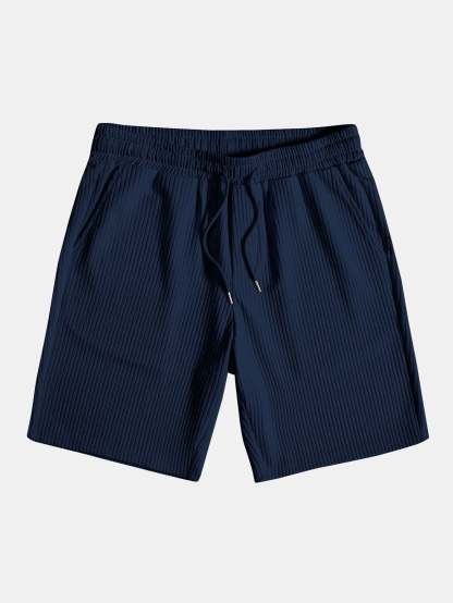 Muscle Fit Ribbed Button Up Shirt & Shorts