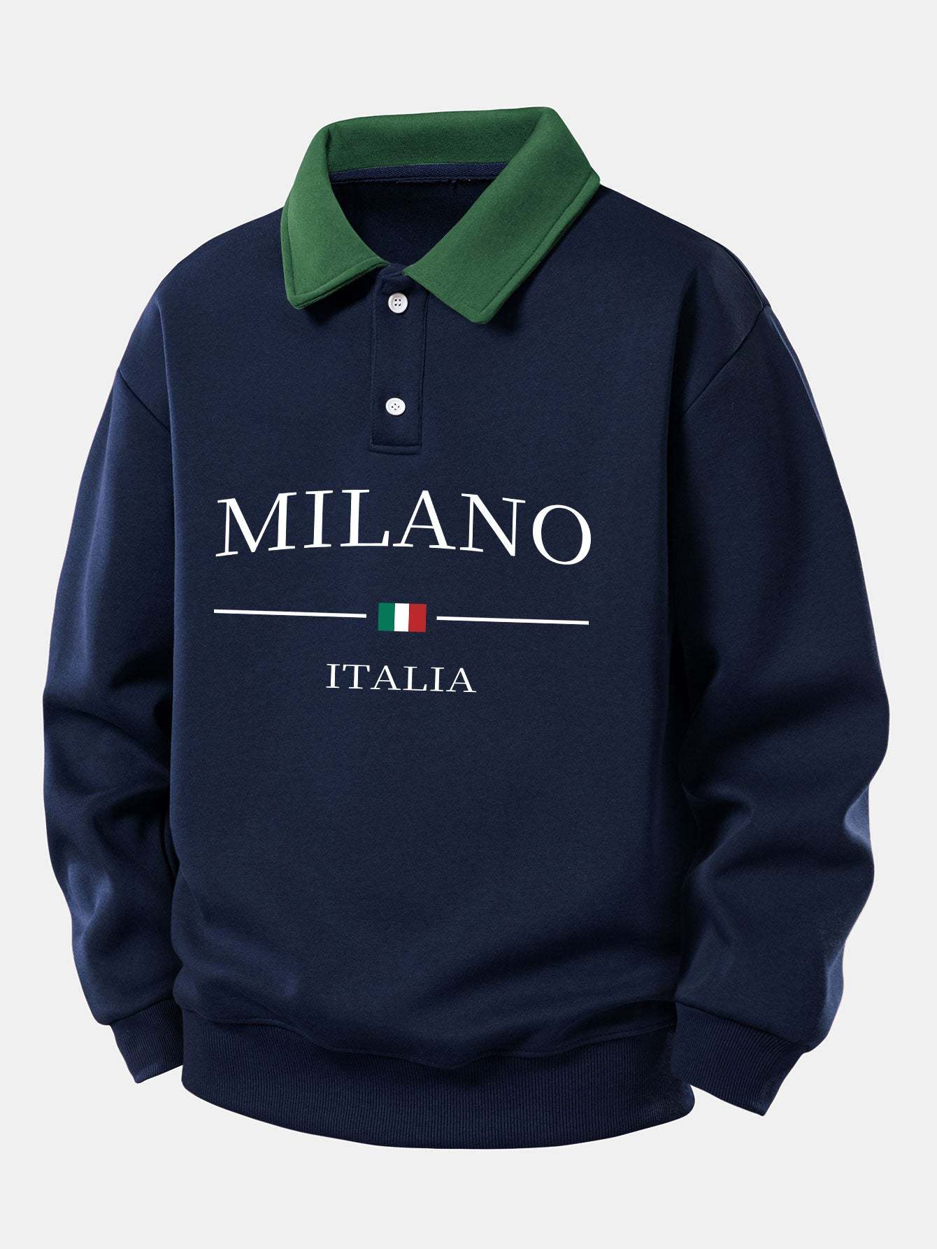 Relax Fit Milano Print Contrast Polo Sweatshirt