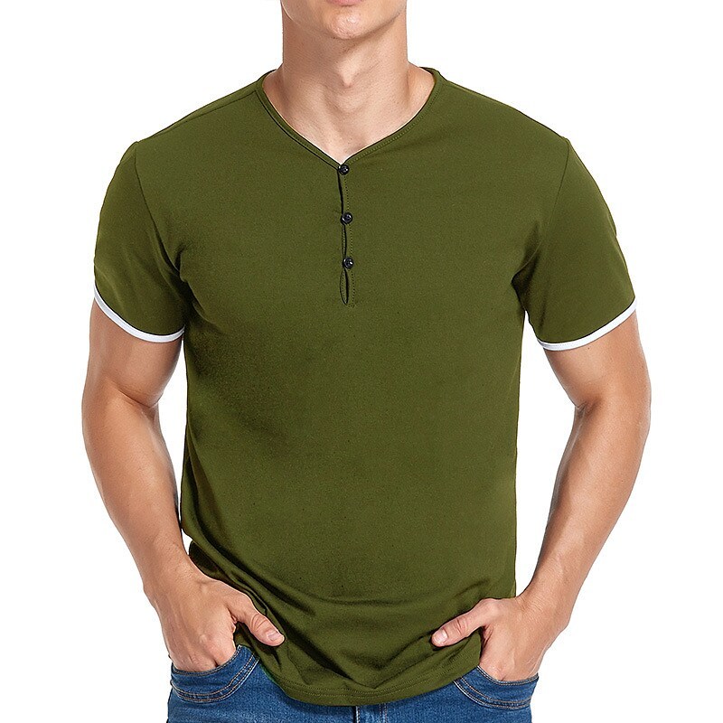 Men's Henley Shirt T shirt Solid Color