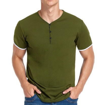 Men's Henley Shirt T shirt Solid Color