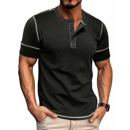 Men's Muscle Fit Colorblock Henley T-Shirt