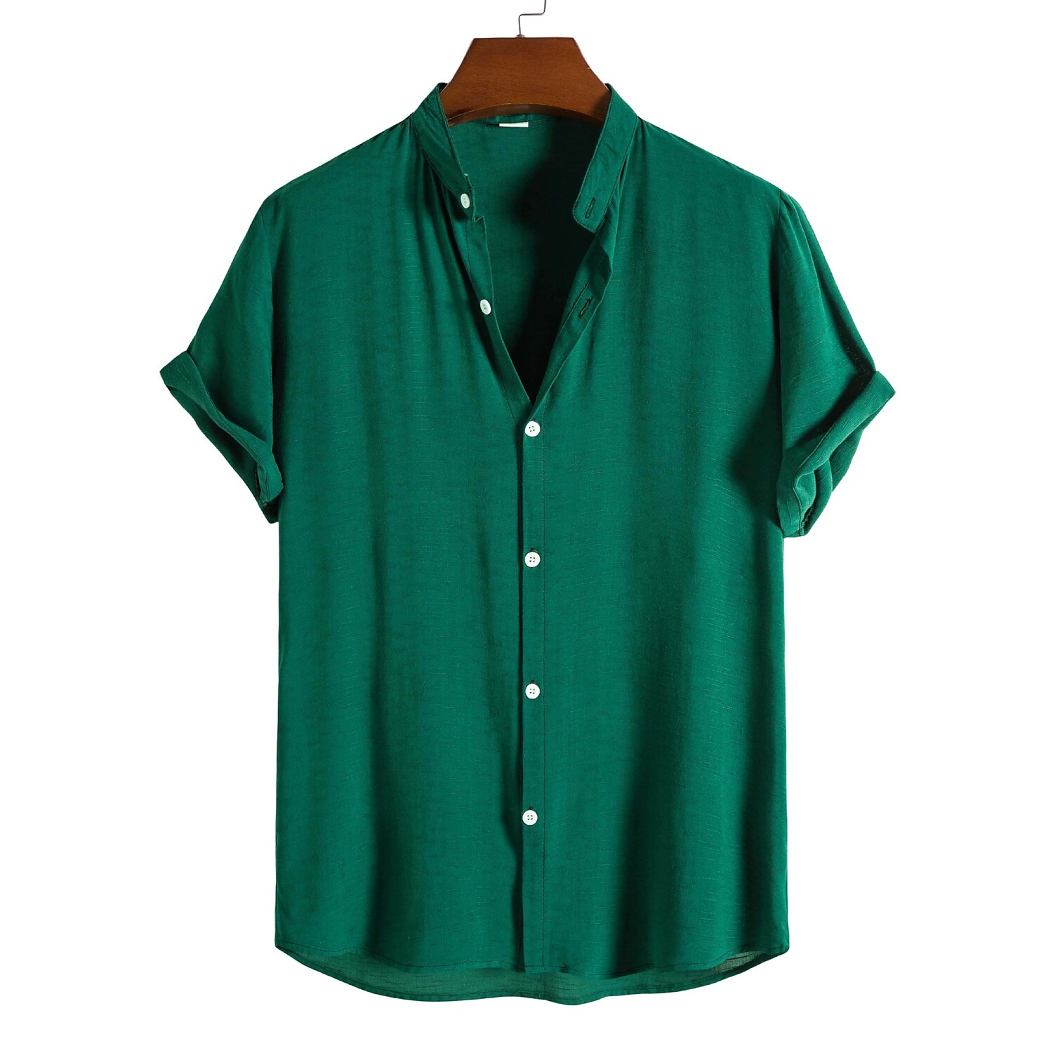 Men's Shirt non-printing Plain Solid Colored Solid Color Stand Collar