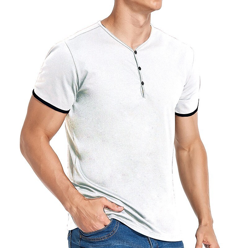 Men's Henley Shirt T shirt Solid Color