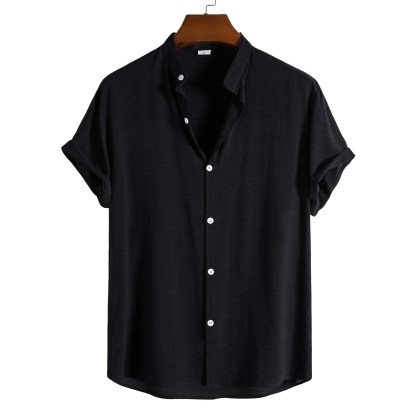 Men's Shirt non-printing Plain Solid Colored Solid Color Stand Collar