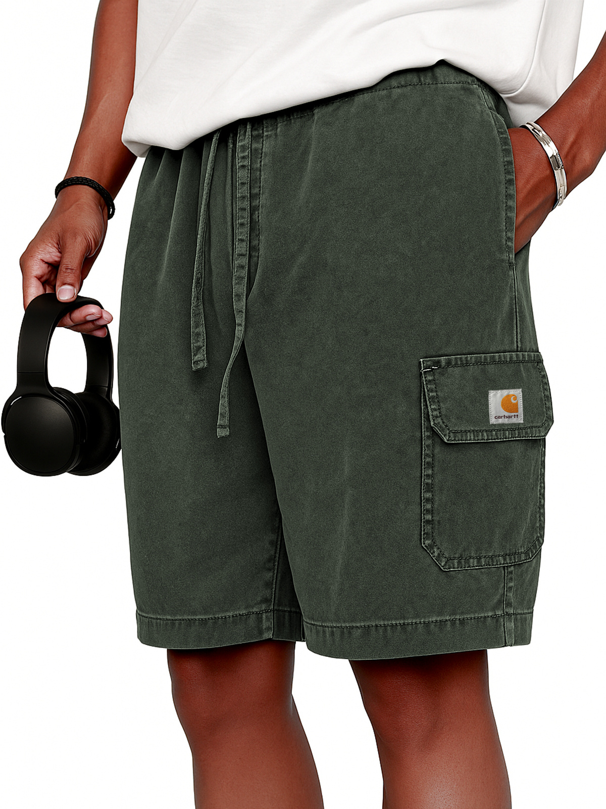 Carhartt  Men's Stylish Vintage Dyed Cargo Lace Up Practical Pockets Casual  Shorts