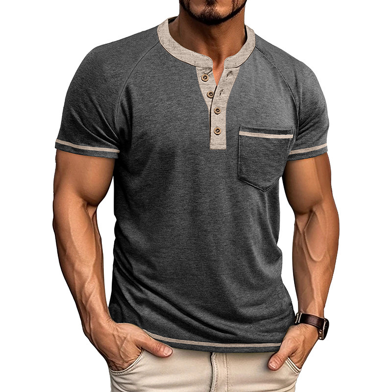Men's Colorblock Short Sleeve Henley Shirt