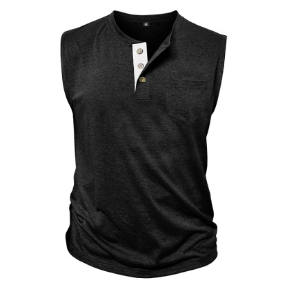 Men's Henley Sleeveless Workout Tank Top