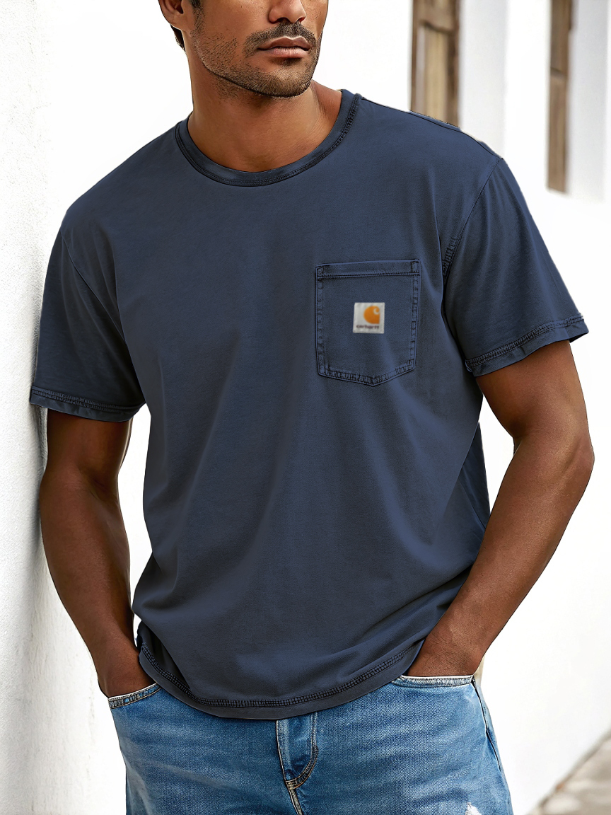 Men's Fashion Wash Cotton Summer Wear-resistant T-shirt