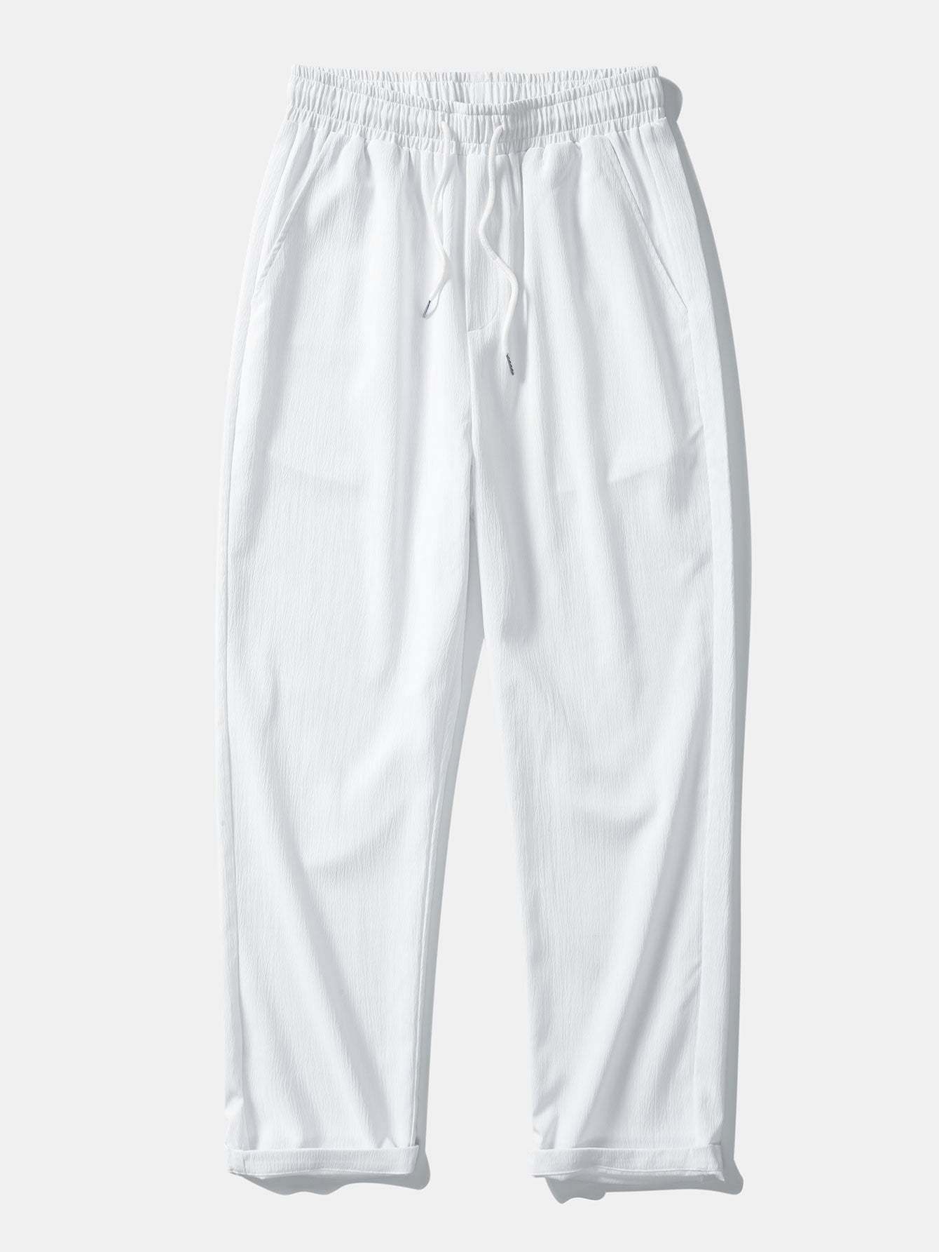 Geometry Rhombus Jacquard Button Up Shirt & Crinkle Textured Straight Leg Pants