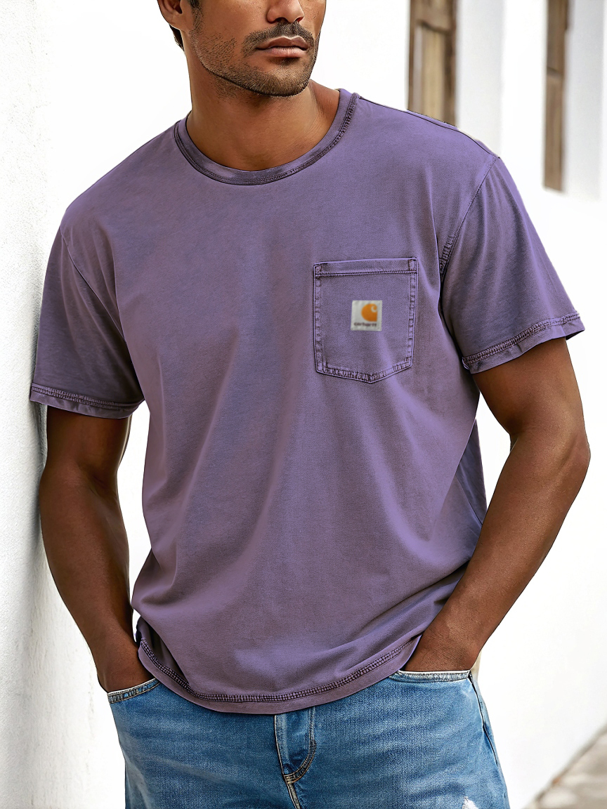 Men's Fashion Wash Cotton Summer Wear-resistant T-shirt