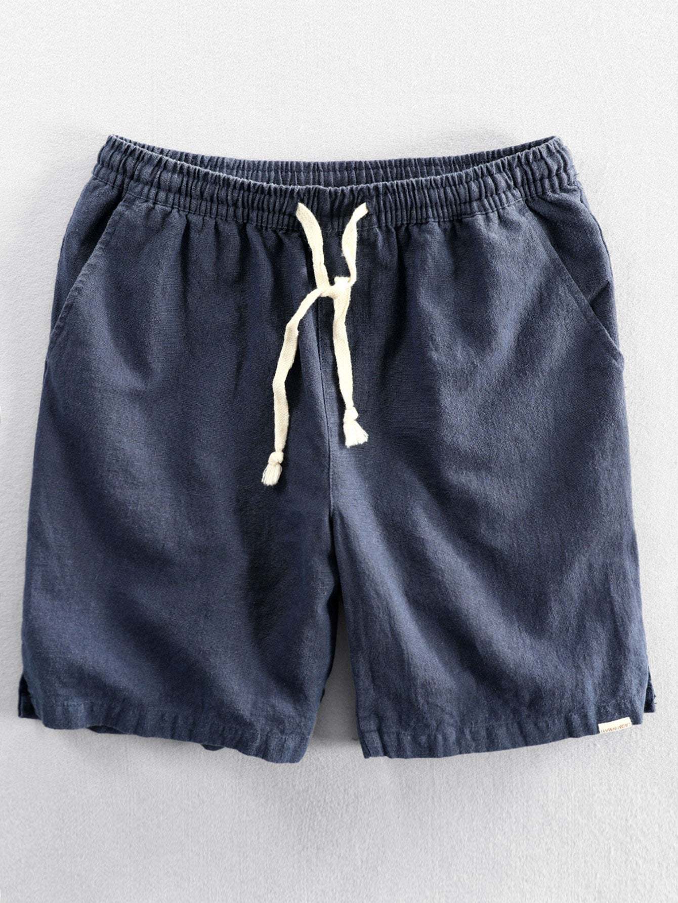 Linen Cotton Blend Drawstring Shorts
