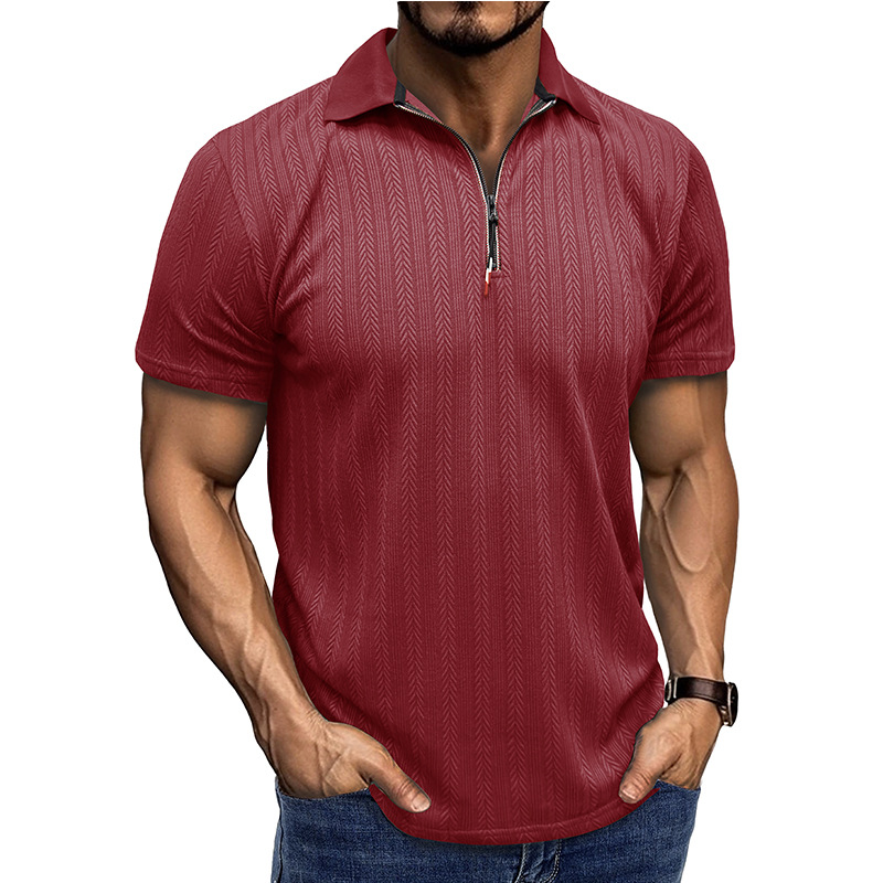 Men's Textured Zip Polo Shirt