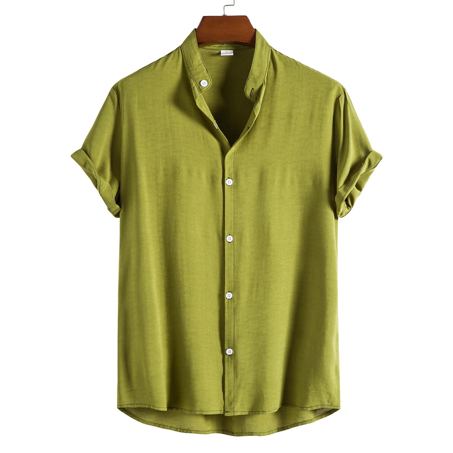 Men's Shirt non-printing Plain Solid Colored Solid Color Stand Collar