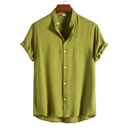 Men's Shirt non-printing Plain Solid Colored Solid Color Stand Collar
