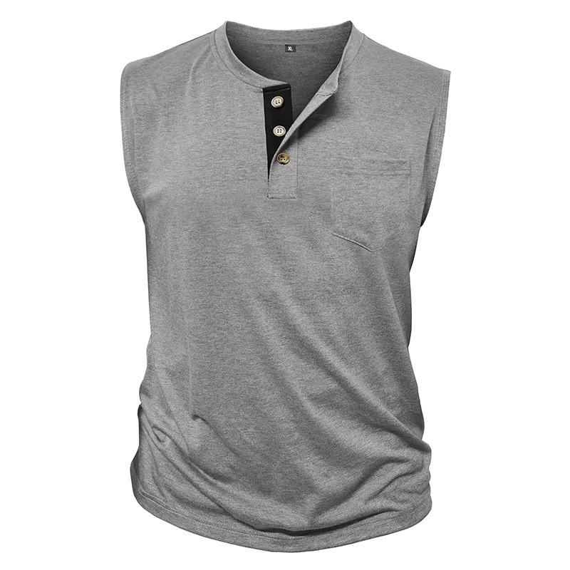 Men's Henley Sleeveless Workout Tank Top