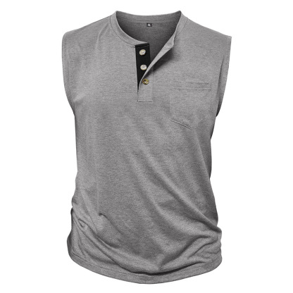 Men's Henley Sleeveless Workout Tank Top