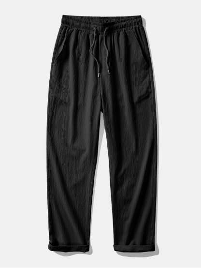 Geometry Rhombus Jacquard Button Up Shirt & Crinkle Textured Straight Leg Pants