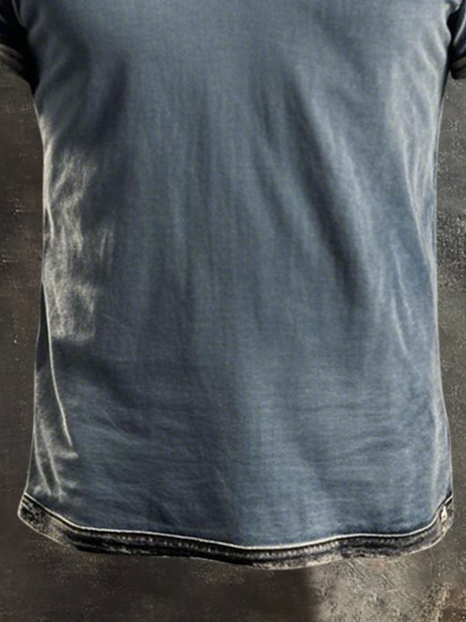 Men'S Retro Colorblock V-Neck Short Sleeve T-Shirt