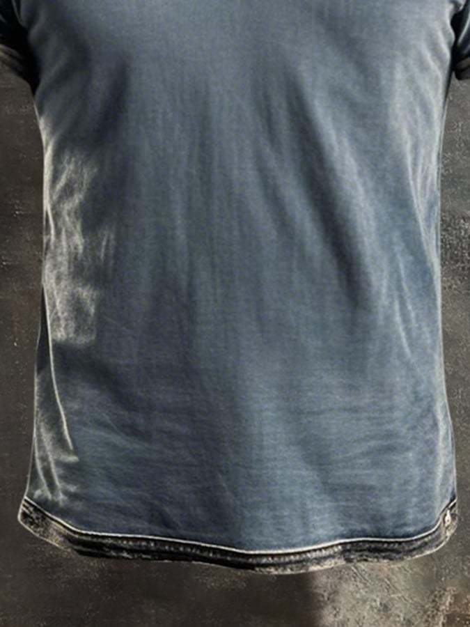 Men'S Retro Colorblock V-Neck Short Sleeve T-Shirt