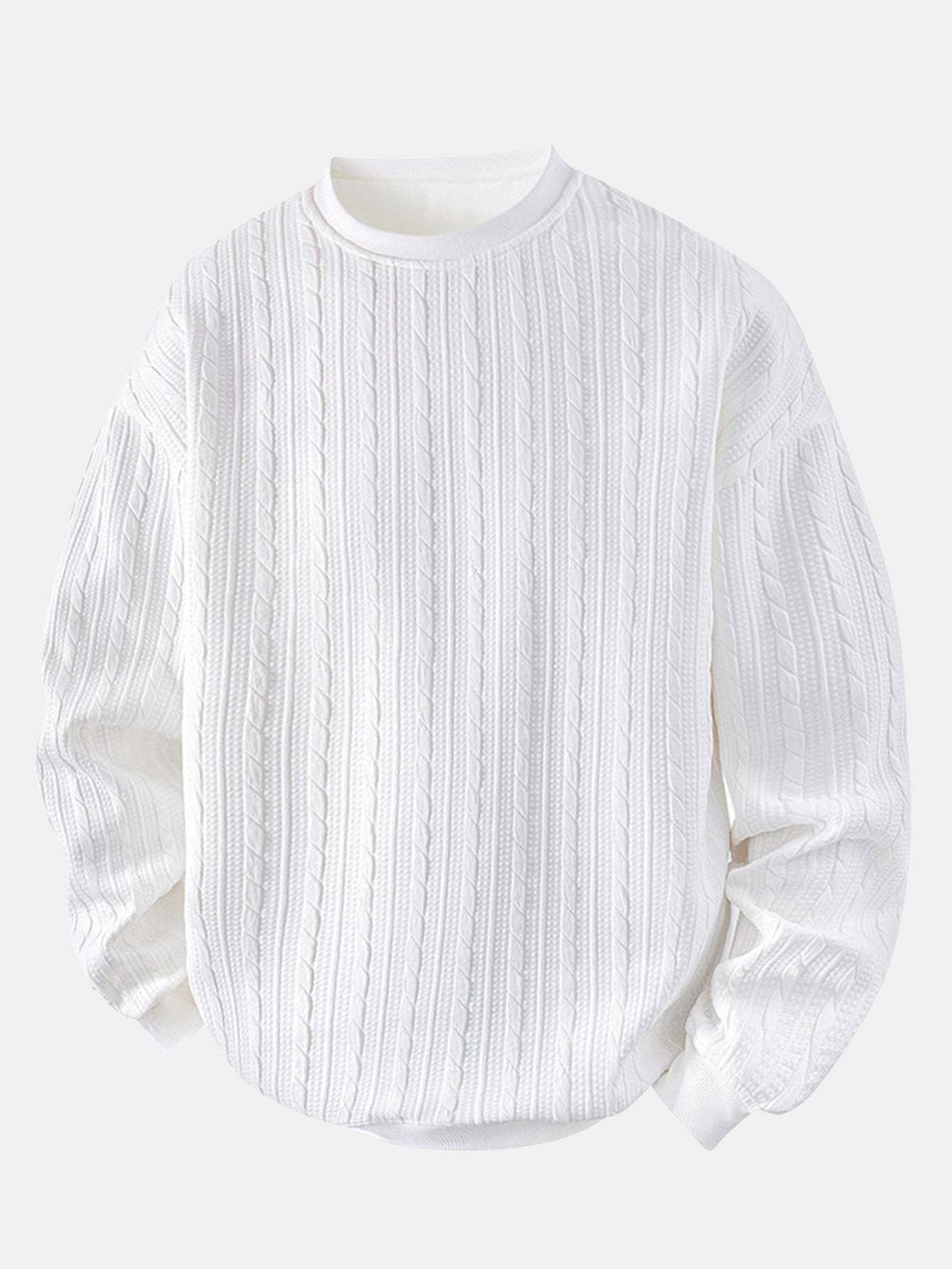 Relax Fit Twist Jacquard Crew Neck Sweatshirt & Twisted Jacquard Straight Leg Pants