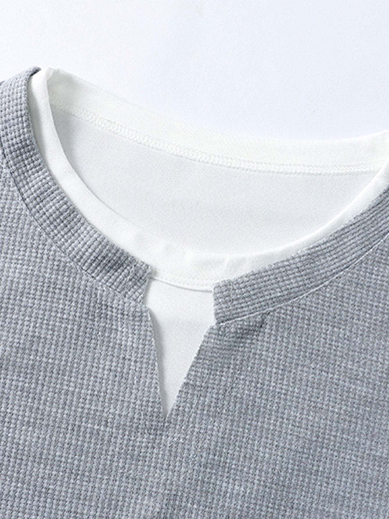 Relax Fit Long Sleeve 2 In 1 Waffle T-Shirt & Straight Leg Corduroy Pants