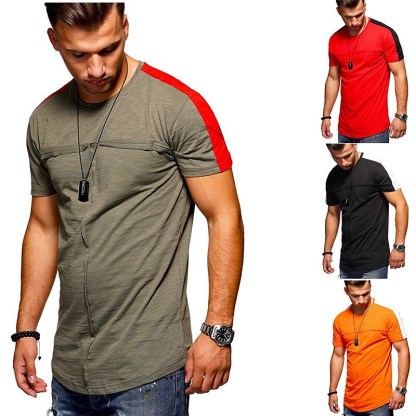 Men's T shirt Color Block Crew Neck