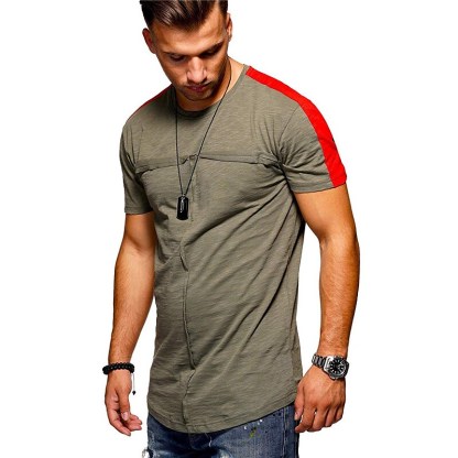 Men's T shirt Color Block Crew Neck