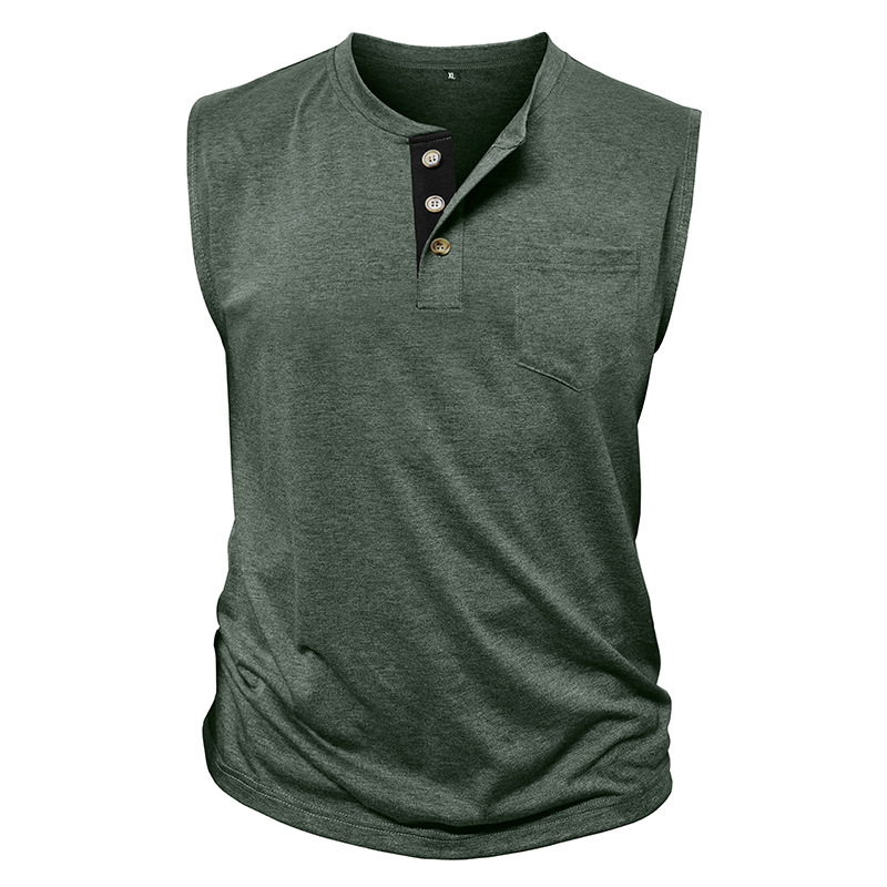Men's Henley Sleeveless Workout Tank Top