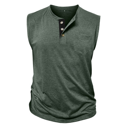 Men's Henley Sleeveless Workout Tank Top