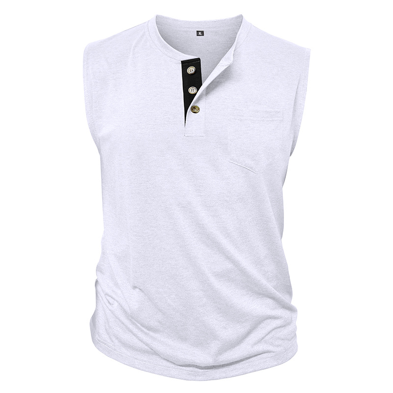 Men's Henley Sleeveless Workout Tank Top