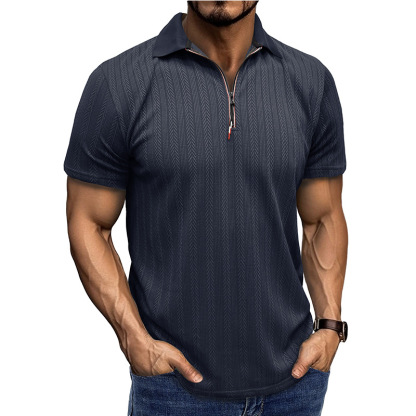 Men's Textured Zip Polo Shirt