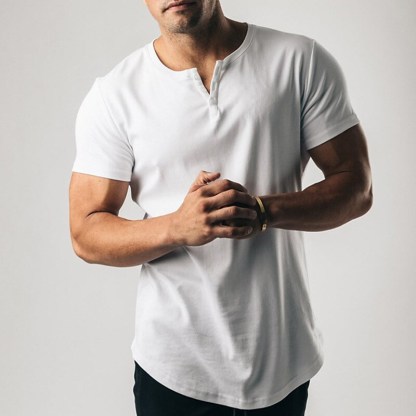Men's Henley Shirt T shirt Solid Color