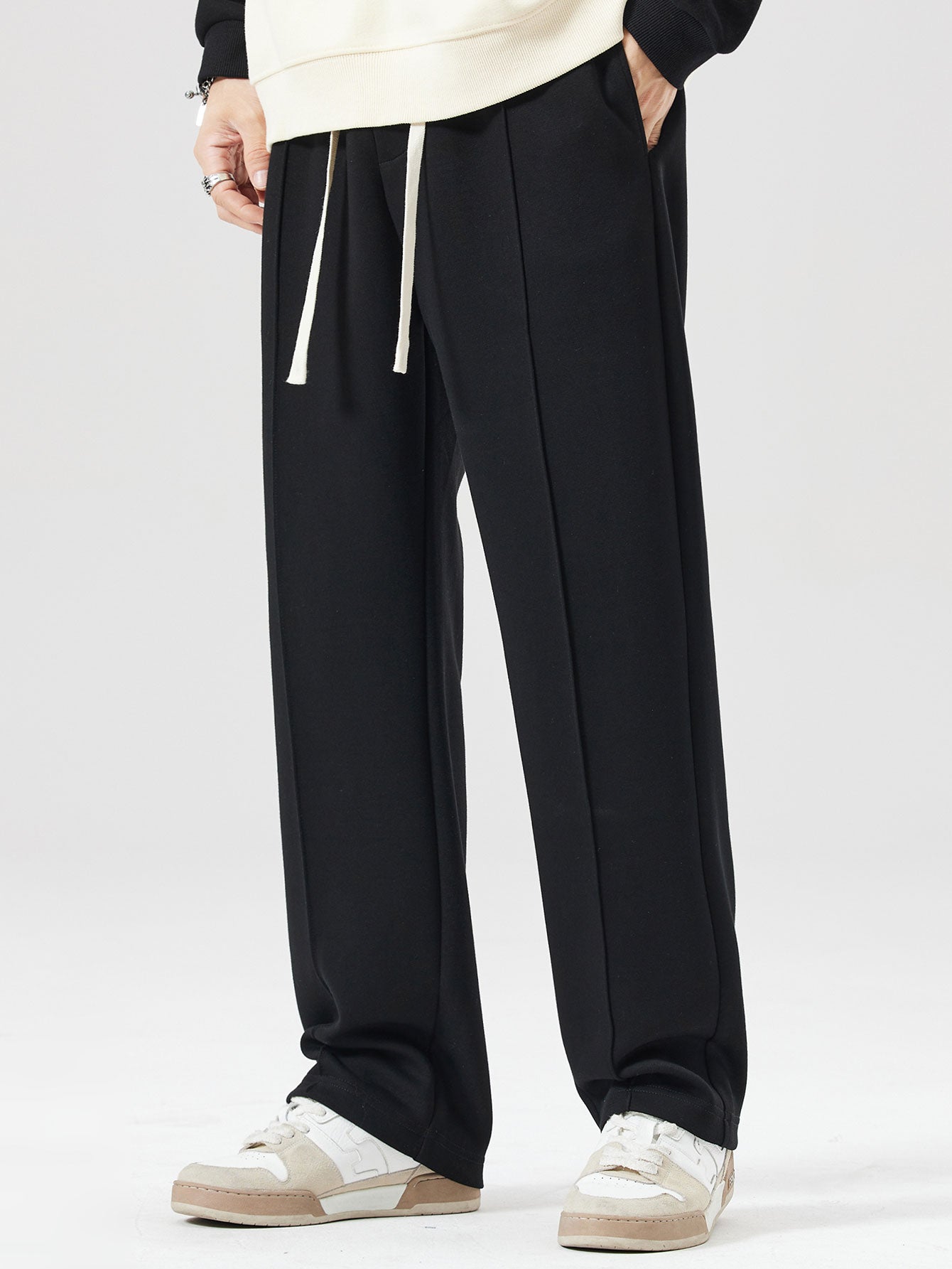 Relax Fit Milano Print Contrast Polo Sweatshirt & Straight Leg Pleated Pintuck Sweatpants