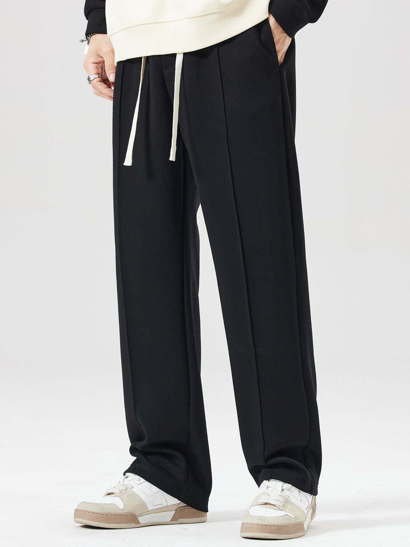 Relax Fit Milano Print Contrast Polo Sweatshirt & Straight Leg Pleated Pintuck Sweatpants